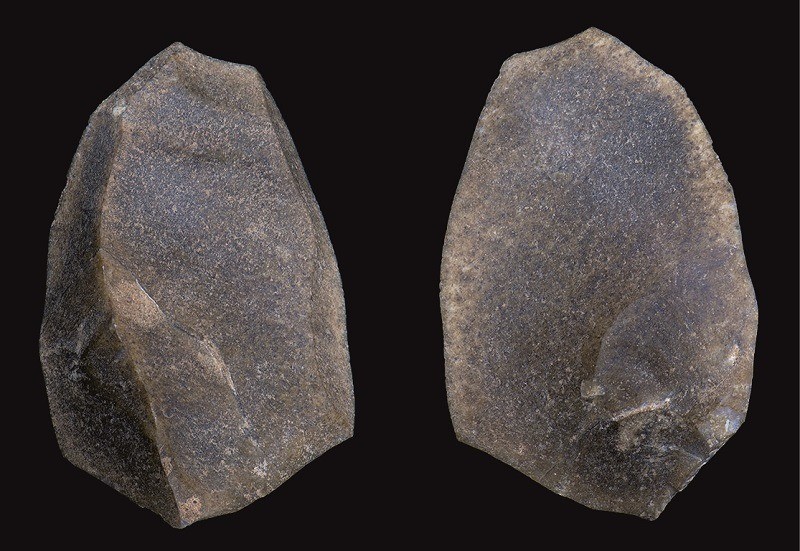 Sandstone Levallois flake from Gorham's Cave.